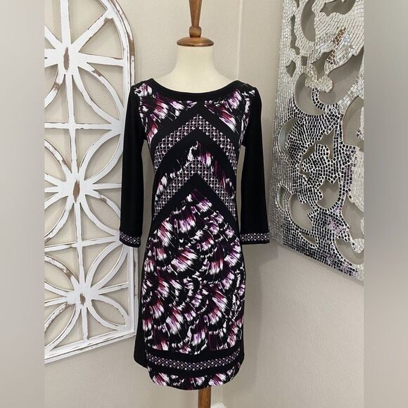 White House Black Market Black and Purple Sheath Dress size XXS - Picture 1 of 5